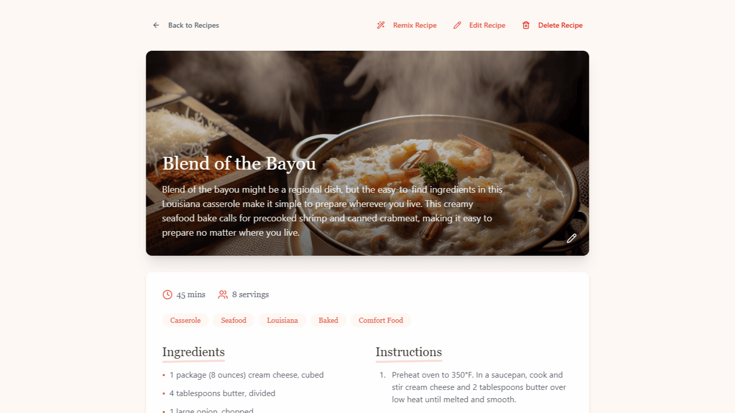 Farelo web app recipe page